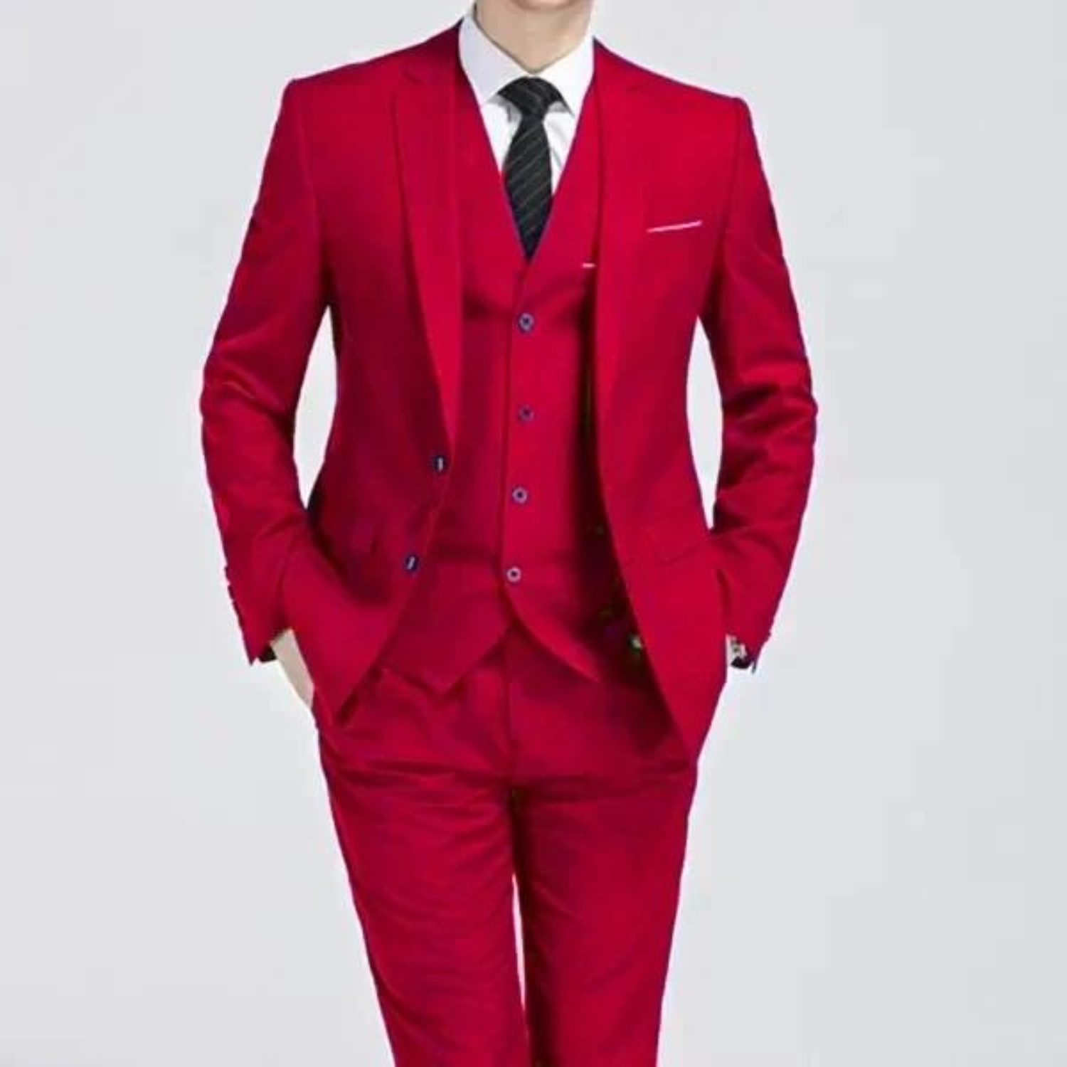 Men’s Three-Piece Suit – Single-Button Black Formal Set