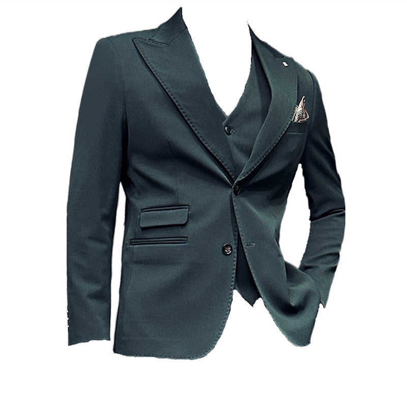 Men’s Three-Piece Suit – Tailored Stitching Formal Set for Weddings & Events