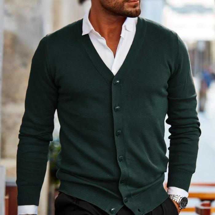 Men’s V-Neck Button Cardigan – Smart Casual Layer