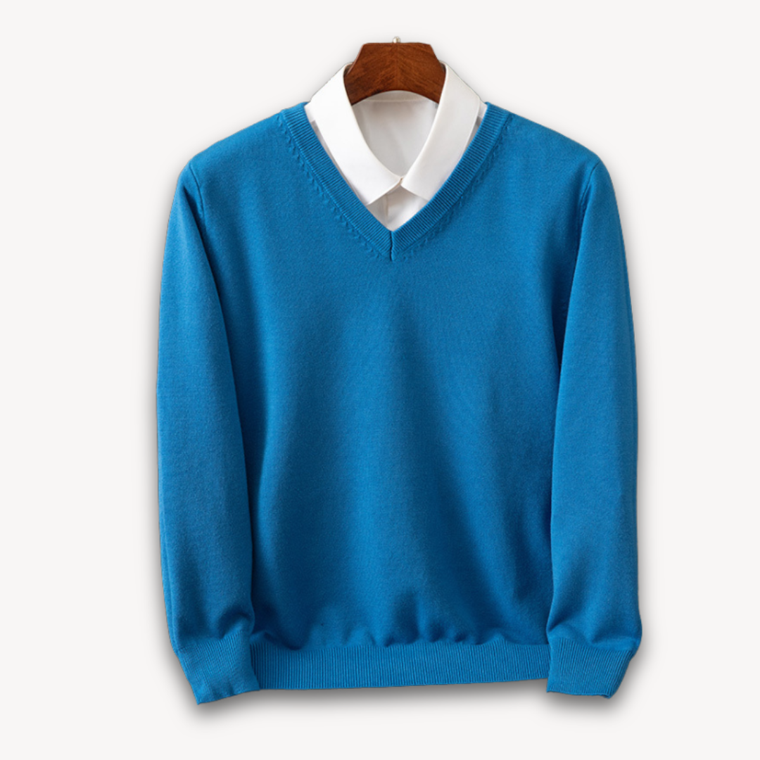 Men’s V-Neck Sweater – Slim Fit, Black, Long Sleeve
