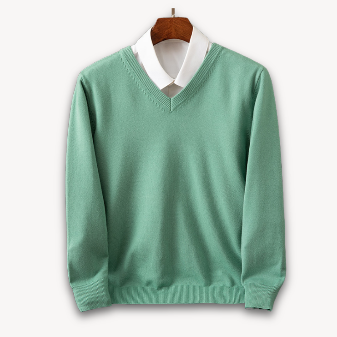 Men’s V-Neck Sweater – Slim Fit, Black, Long Sleeve