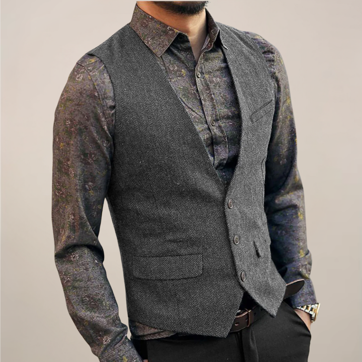 Men’s Vintage Buttoned Waistcoat – Old Money Style Vest for Autumn Layering