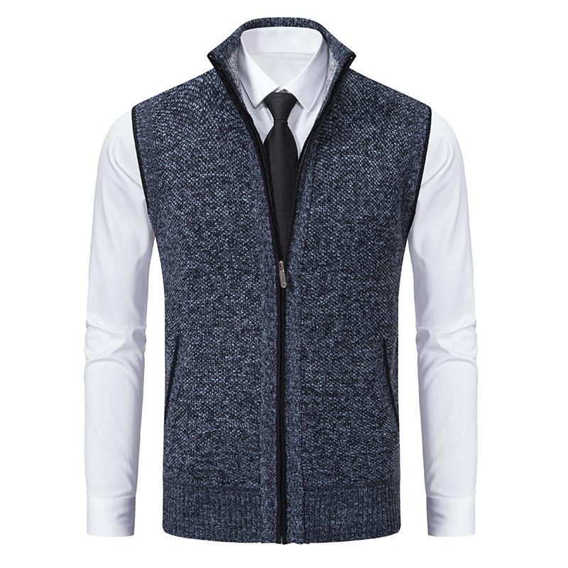 Men’s Zip Knit Gilet – Mock Neck, Sweater Vest, Side Pockets