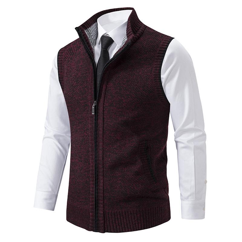 Men’s Zip Knit Gilet – Mock Neck, Sweater Vest, Side Pockets