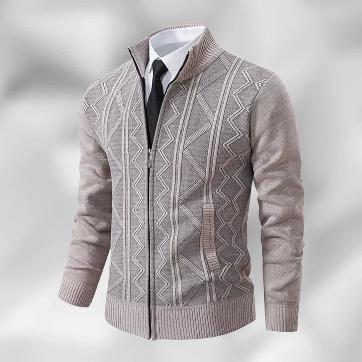 Men’s Zip-Up Business Cardigan – Stand Collar Smart Casual Layering Piece