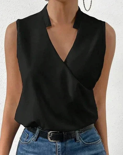 Sleeveless Blouse Woman Lisette – Chic and Flattering Cut for Casual and Office Outfits