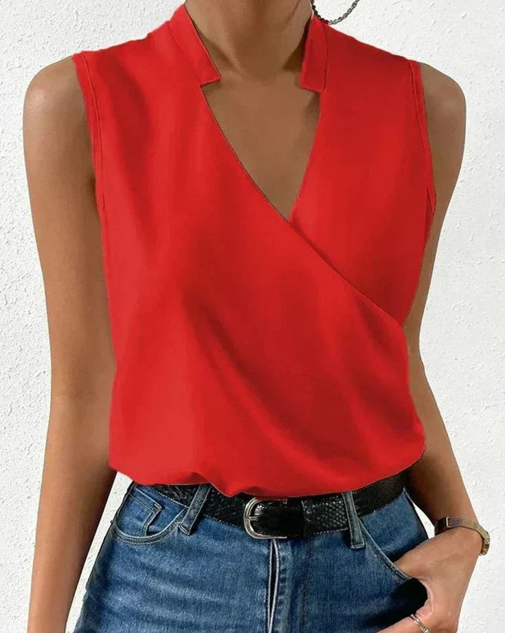 Sleeveless Blouse Woman Lisette – Chic and Flattering Cut for Casual and Office Outfits