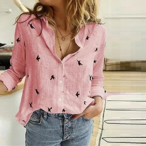 Blouse Woman Bianna Oversize – Loose Casual Fit with V-Neck for Work or Daily Use