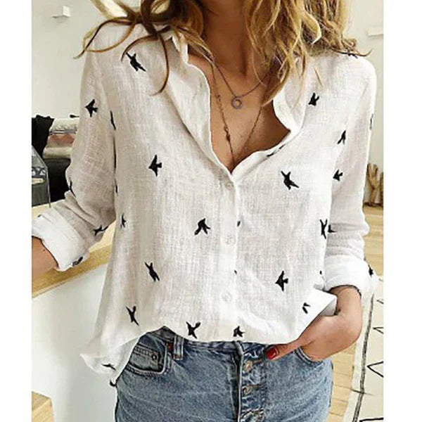 Blouse Woman Bianna Oversize – Loose Casual Fit with V-Neck for Work or Daily Use