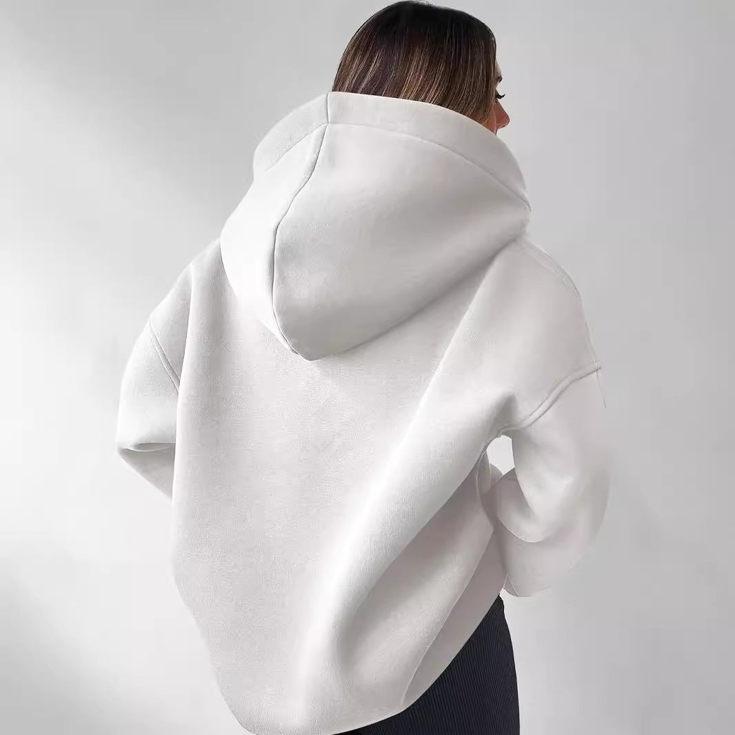 Nayeli Sweat Femme – Loose Solid Color Comfortable Hoodie for a Casual Autumn/Winter Style