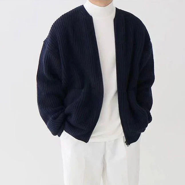 Hans Cardigan Homme – Casual Ribbed Knit Vest with Open Front & Practical Pockets