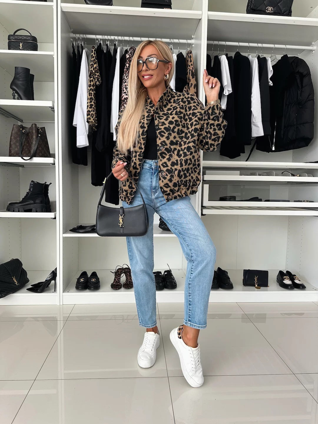 Yusra Women's Leopard Jacket – Chic Loose Fit & Soft Comfortable Fabric