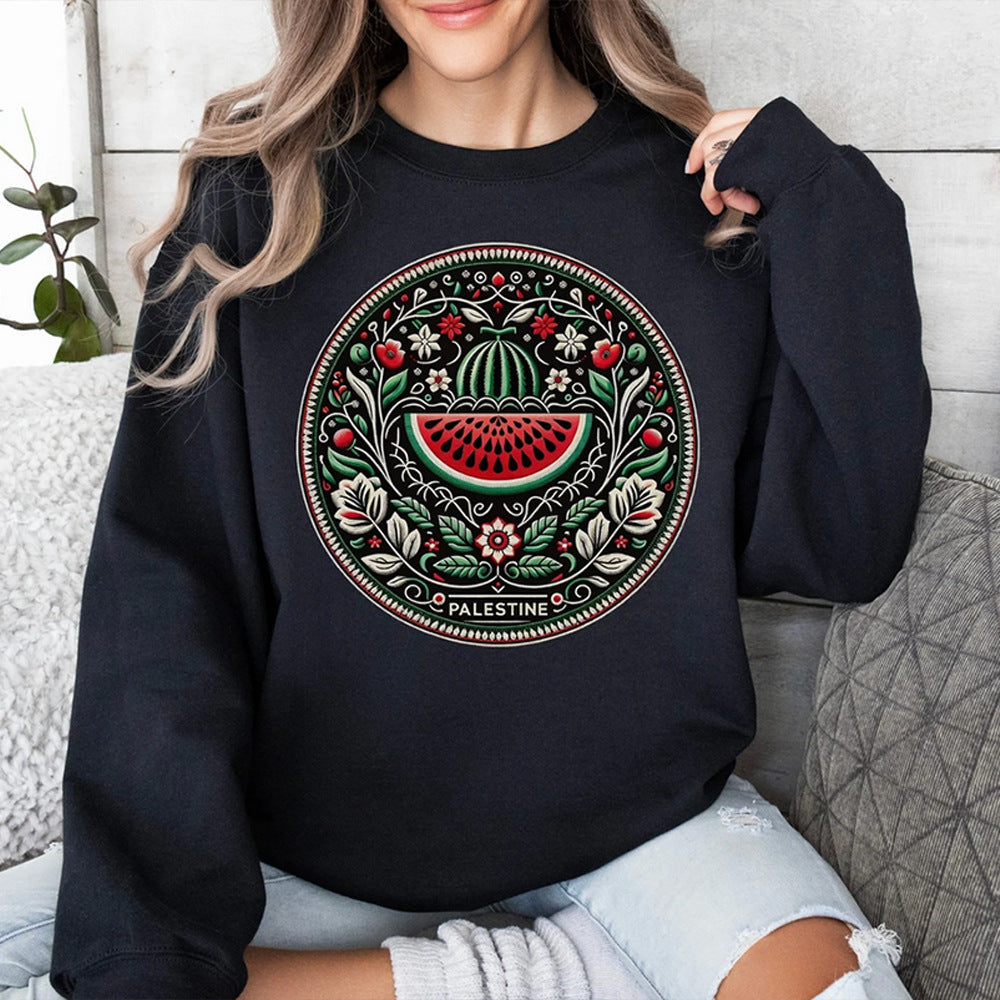 Leilani Sweat Woman – Comfortable Sweater with Watermelon Print & Soft Polyester Fabric