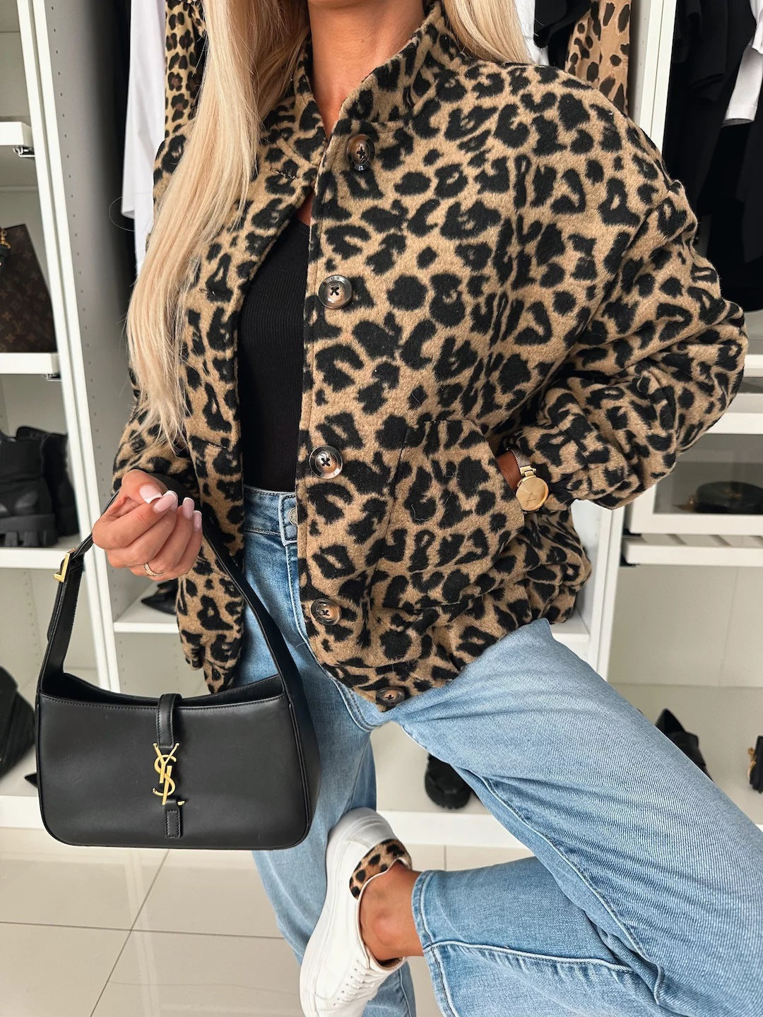 Yusra Women's Leopard Jacket – Chic Loose Fit & Soft Comfortable Fabric