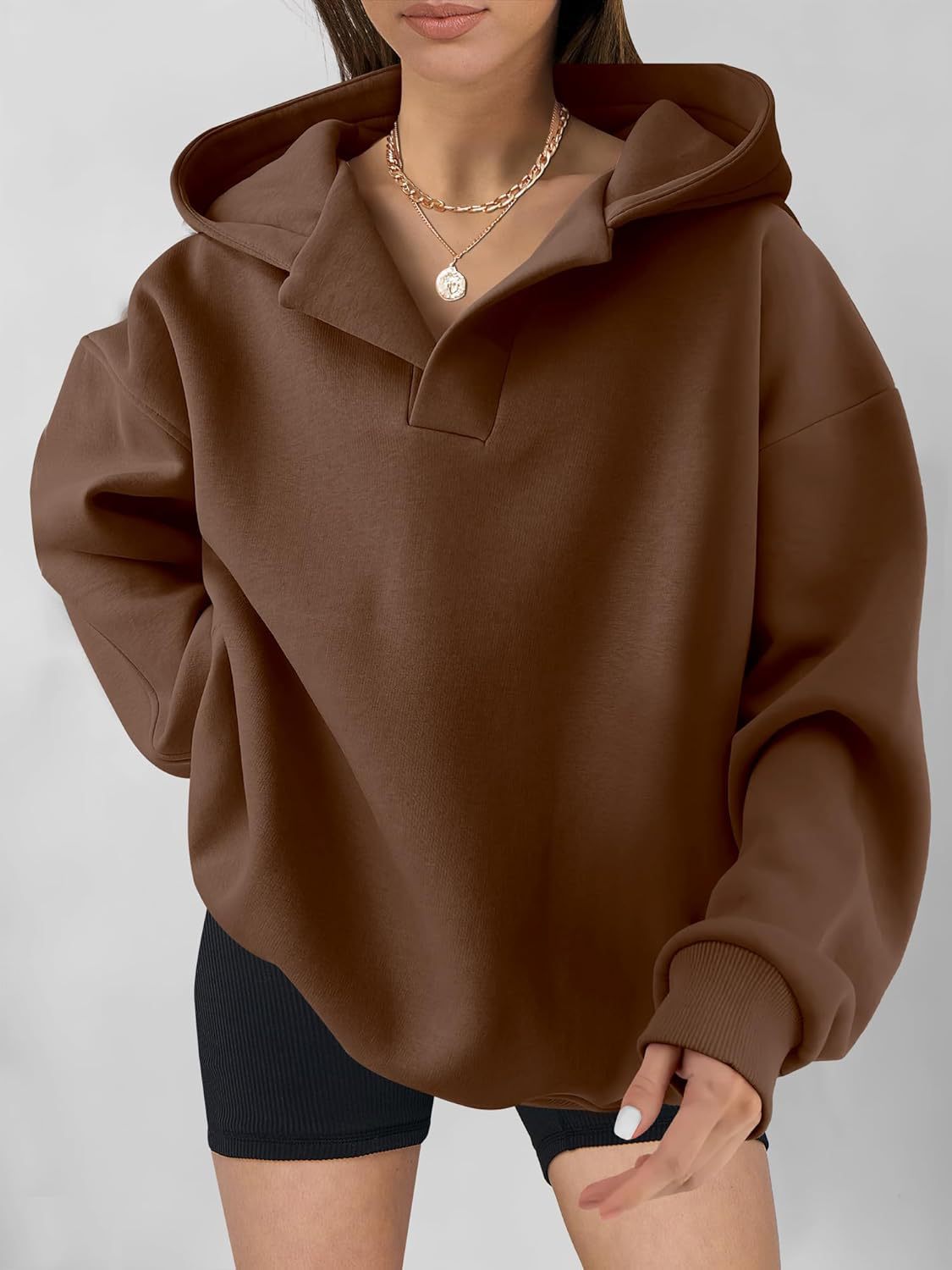 Nayeli Sweat Femme – Loose Solid Color Comfortable Hoodie for a Casual Autumn/Winter Style