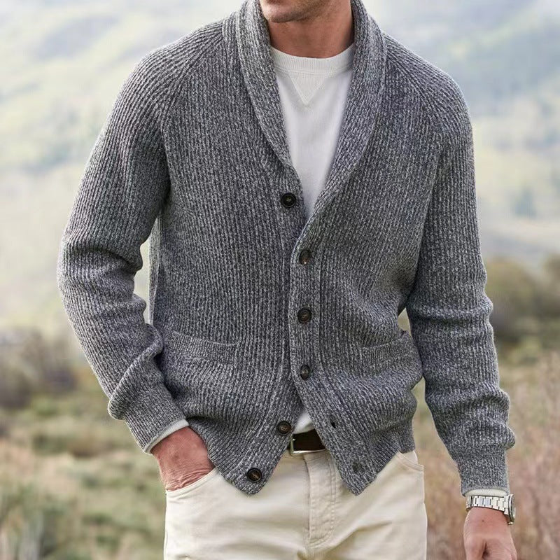 Victorino Men's Wool Vest – Striped V-Neck Cardigan with Buttons and Pockets