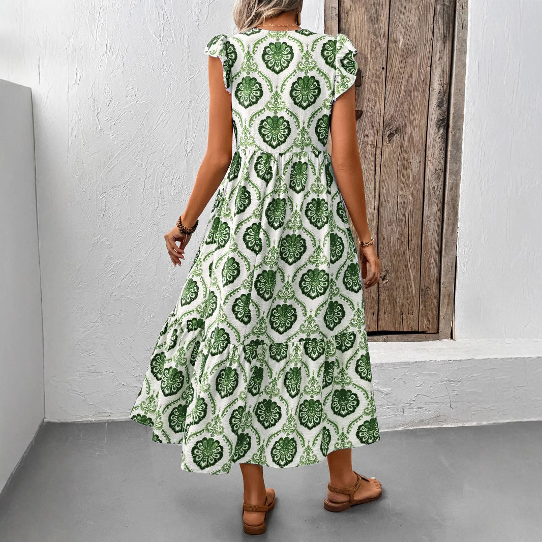 Women's Tiered Floral Midi Dress - Flowy, Versatile Summer