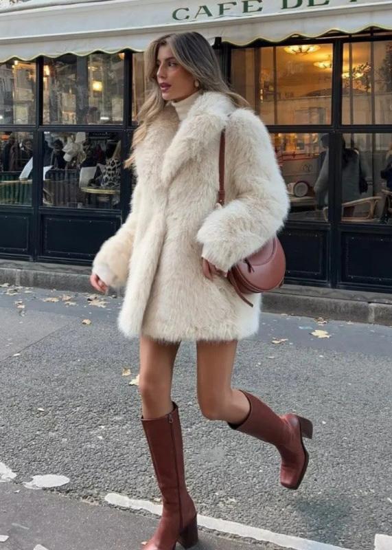 Monroe Winter Coat Synthetic Fur Woman – Casual Soft Fit with Wide Collar