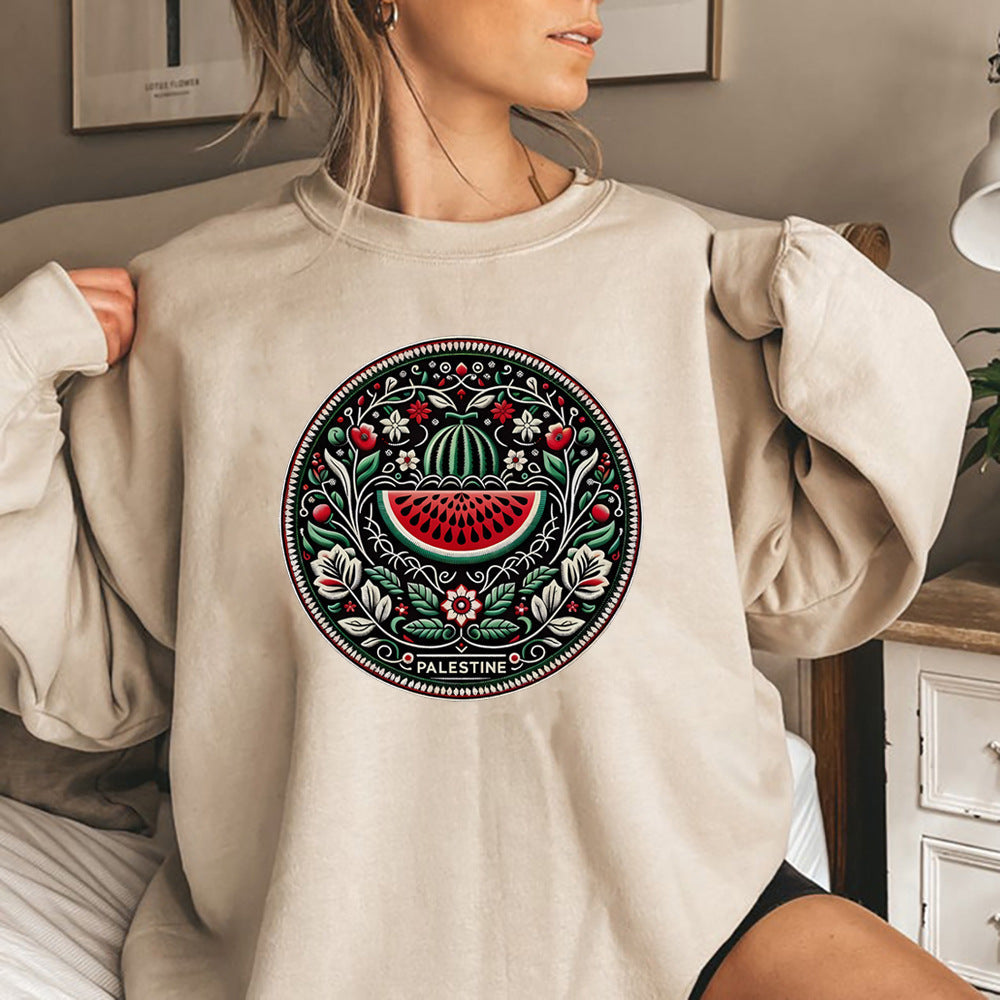 Leilani Sweat Woman – Comfortable Sweater with Watermelon Print & Soft Polyester Fabric