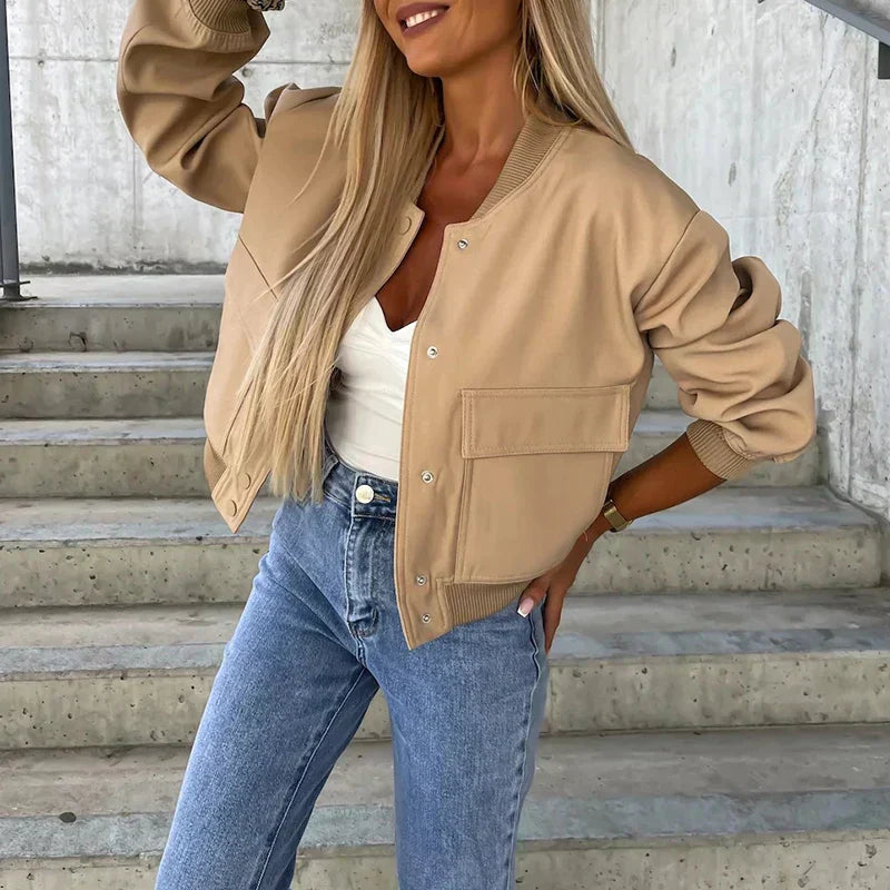 Paula Bomber Jacket Woman – Short Style with Flap Pockets & Trendy Urban Look