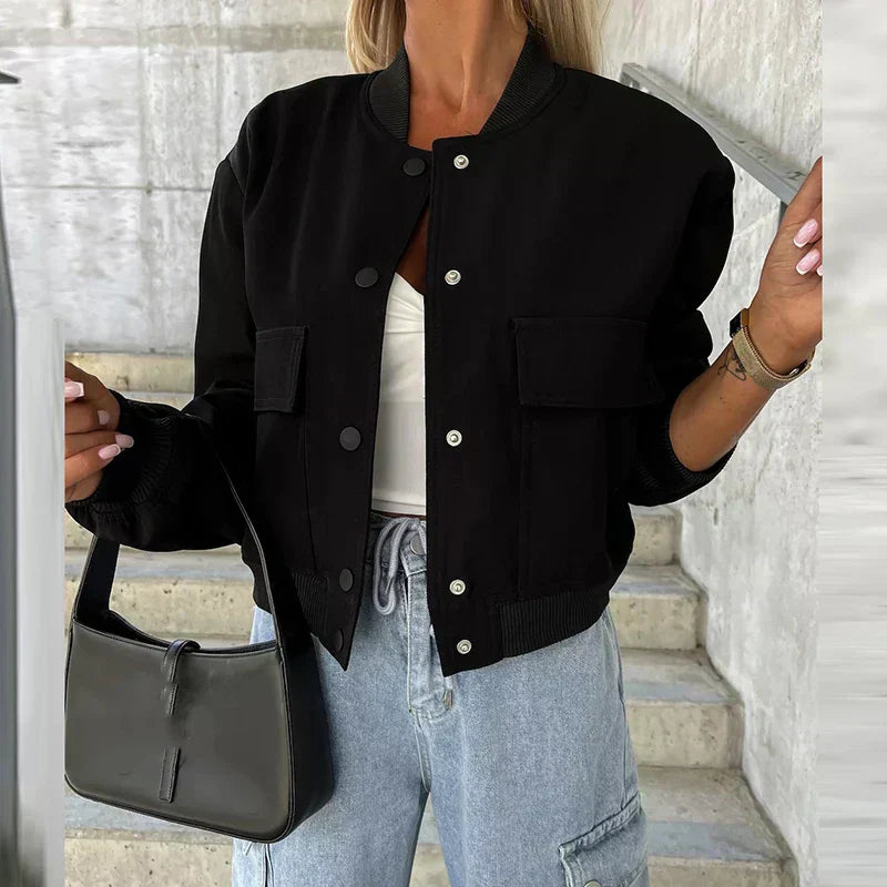 Paula Bomber Jacket Woman – Short Style with Flap Pockets & Trendy Urban Look