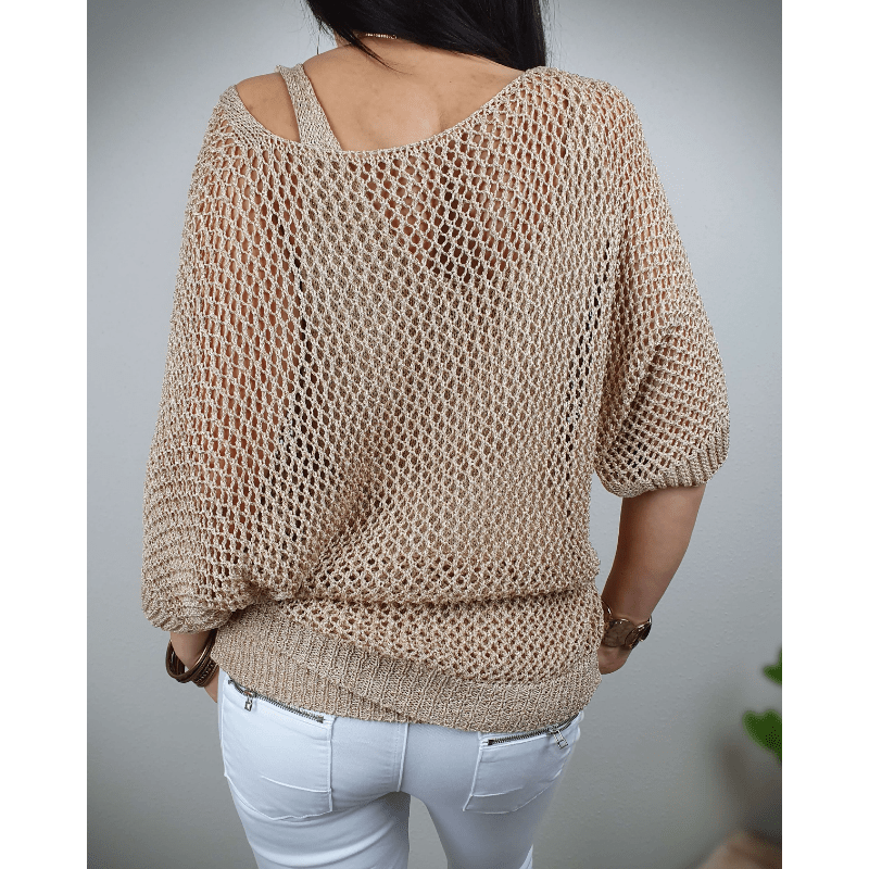 Prisca Haut Femme – Sophisticated Crochet Knit, ¾ Sleeves & Light Bohemian Style