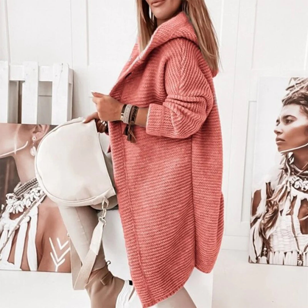 Madilyn Long Knit Vest for Women – Soft Hooded Jacket with Button Closure