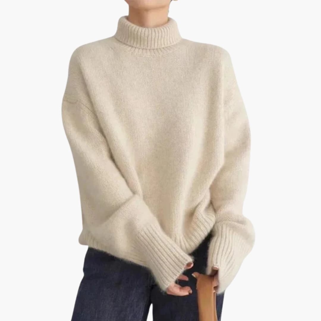 Lucy Pull Woman with Turtleneck – Soft Ribbed Knit with Long Sleeves and High Collar