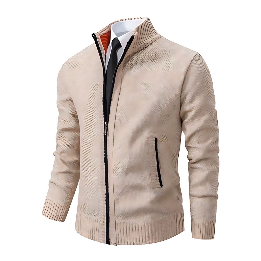 Adrian Pull Homme – Black Knit with Zip Closure, Elegant & Comfortable for All Occasions