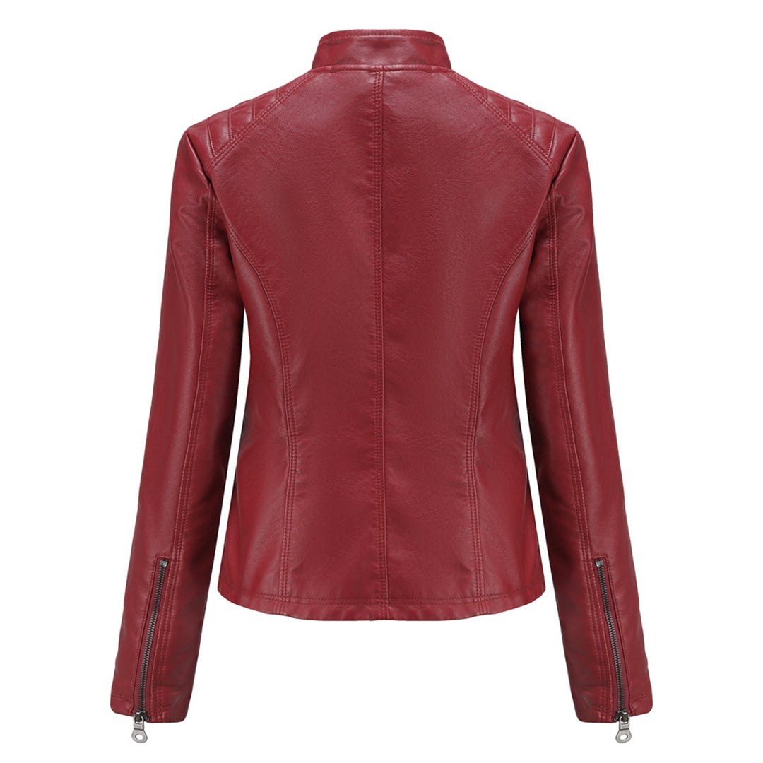 Andrijana Veste Femme – Elegant Soft Leather Jacket with Asymmetric Closure