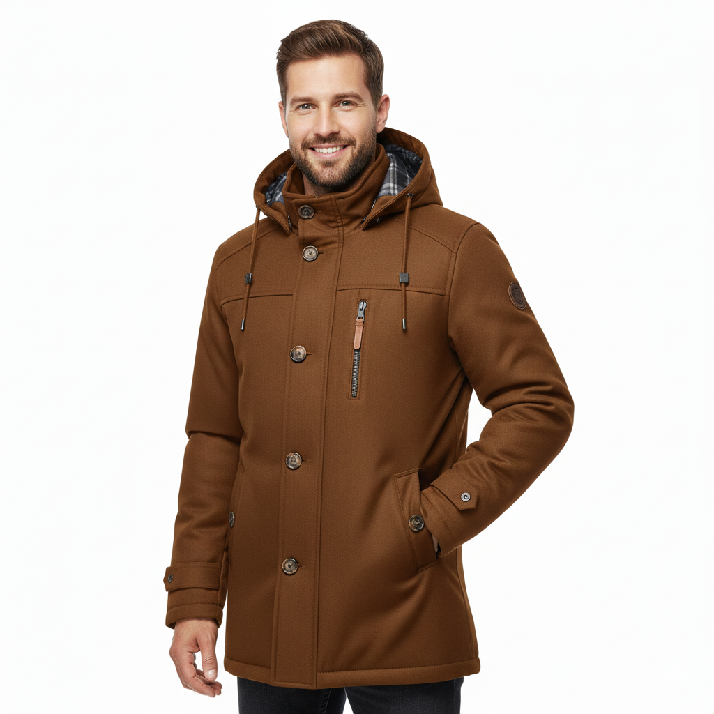 Ricardo Men's Winter Coat – Slim Fit Jacket with Hood, Practical Pockets & Modern Finish