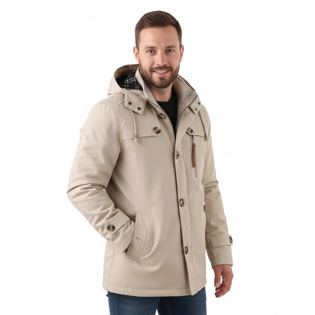 Ricardo Men's Winter Coat – Slim Fit Jacket with Hood, Practical Pockets & Modern Finish