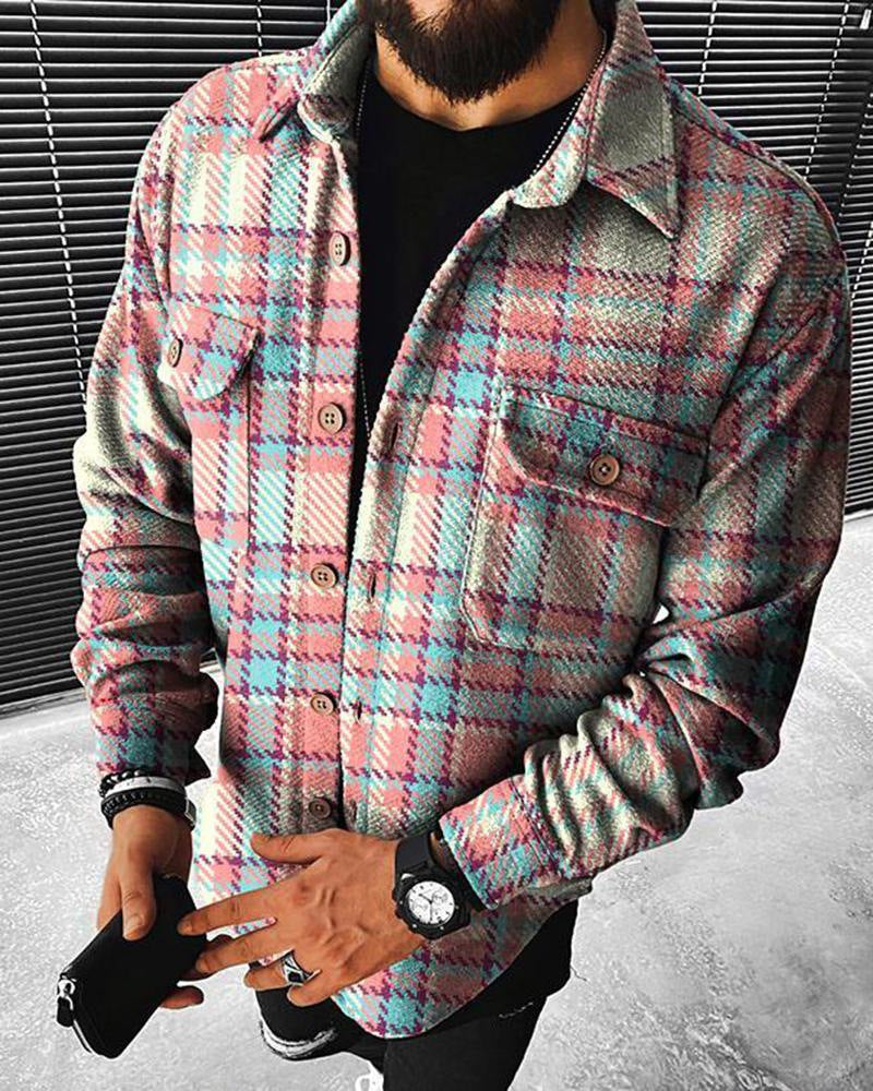 Chardy Men's Cardigan – Casual Wool Blend Sweater with Modern Checkered Pattern