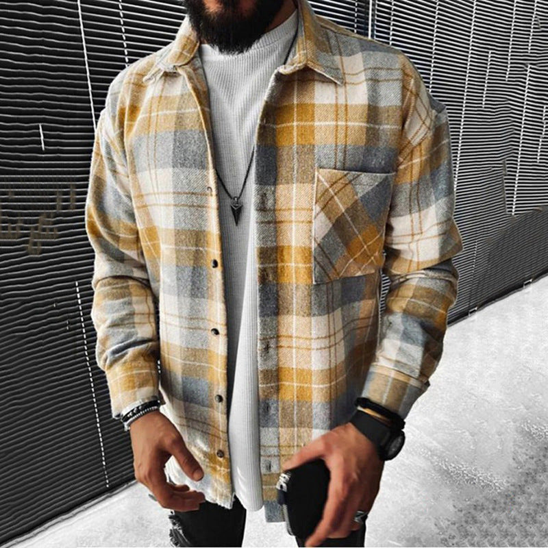 Chardy Men's Cardigan – Casual Wool Blend Sweater with Modern Checkered Pattern