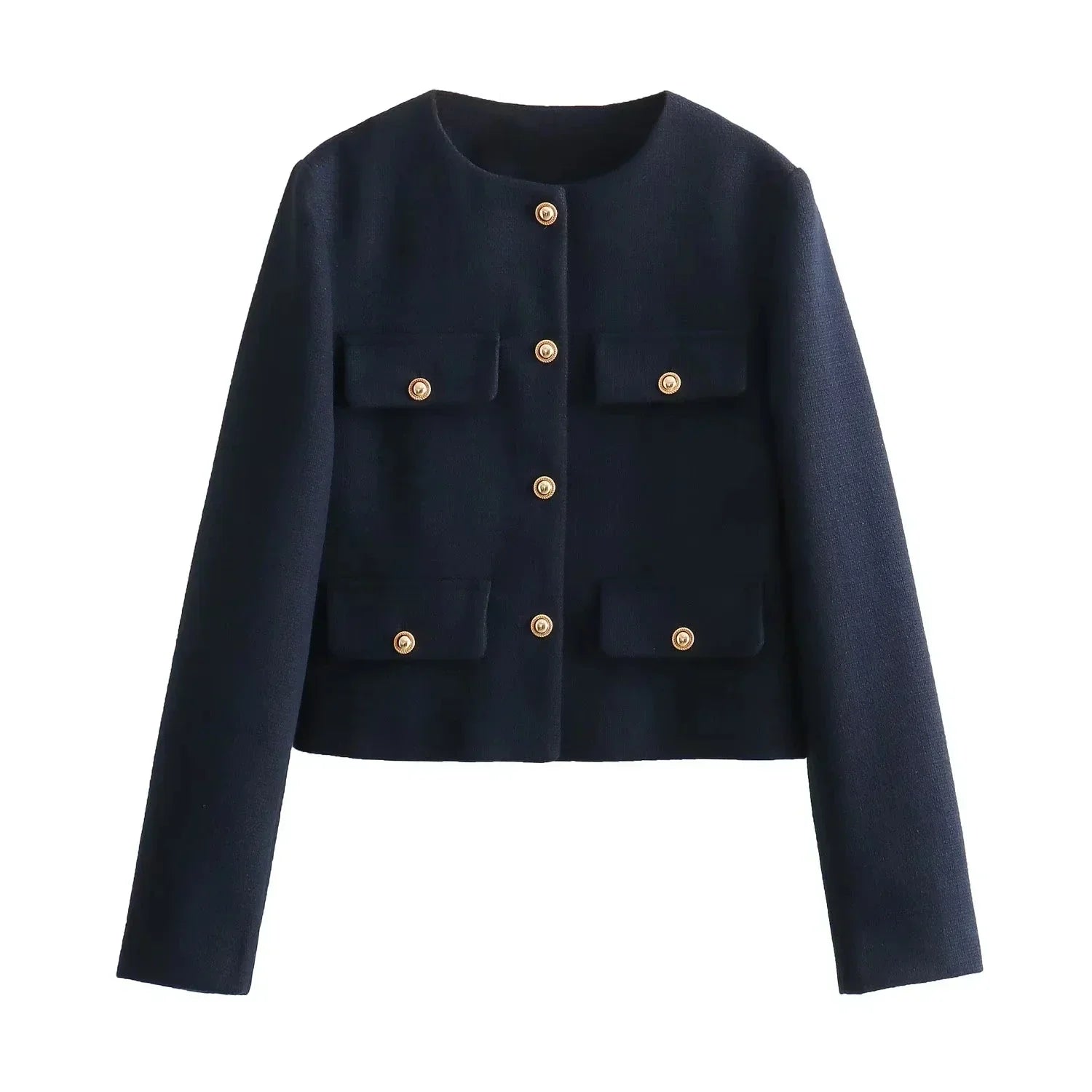 Sara Luxury Women's Jacket – Fitted Jacket with Golden Buttons and Elegant Silhouette