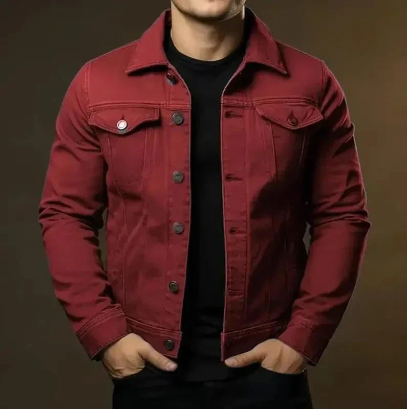 Zivex Men's Denim Jacket – Classic Cotton Denim with Buttons and Chest Pockets