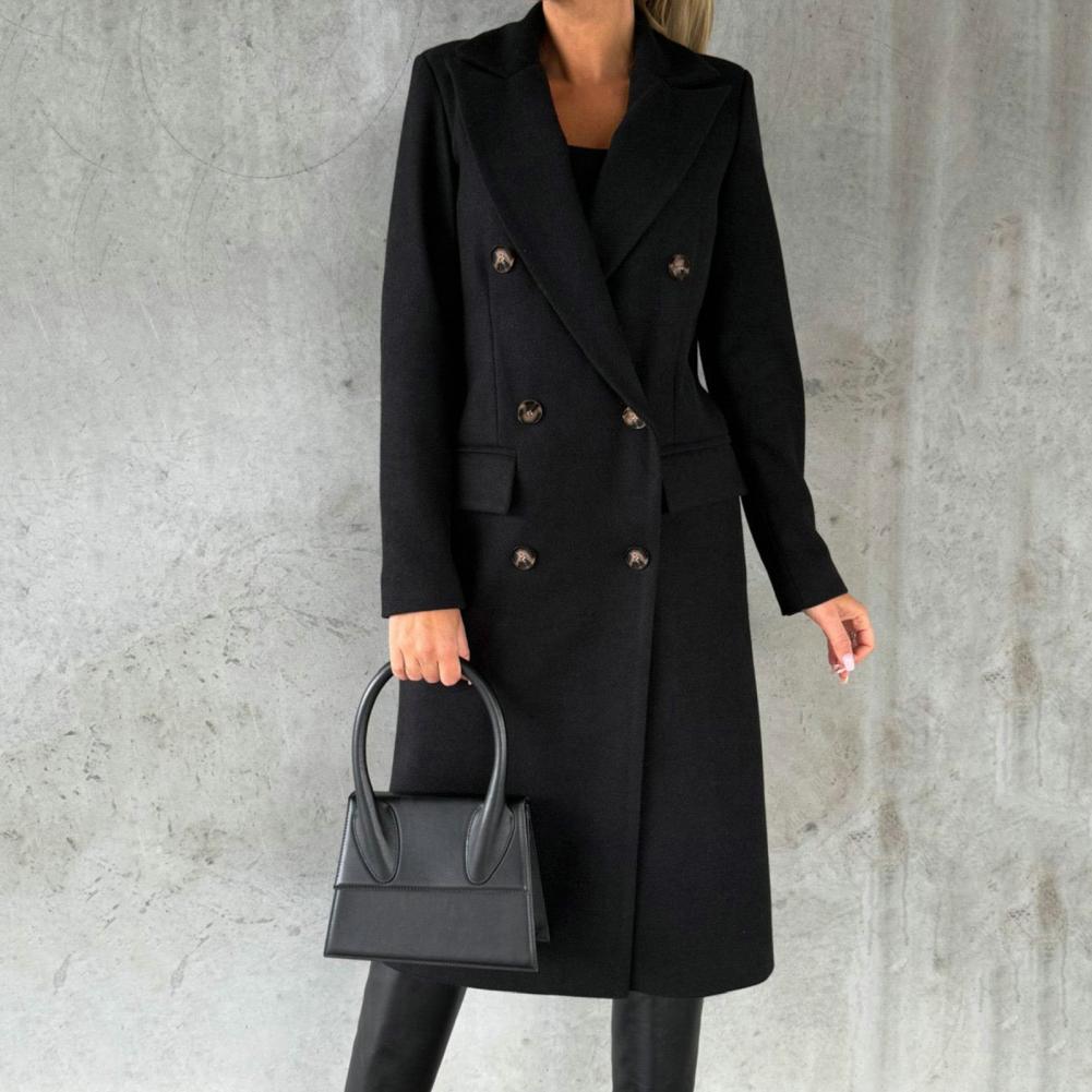 Georgia Long Coat in Mixed Wool for Women – Elegant Design with Notched Lapels in Classic Winter Colors