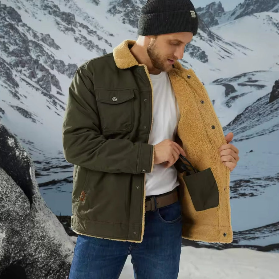 Henri Men's Winter Jacket – Warm Blouson with Sherpa Lining & Faux Fur Collar