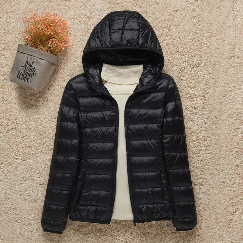 Daphne Mid-Season Jacket Women – Lightweight Down Jacket with Elegant Hood & Slim Fit