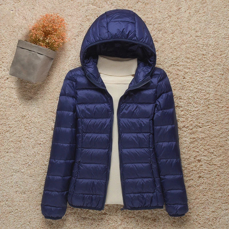 Daphne Mid-Season Jacket Women – Lightweight Down Jacket with Elegant Hood & Slim Fit