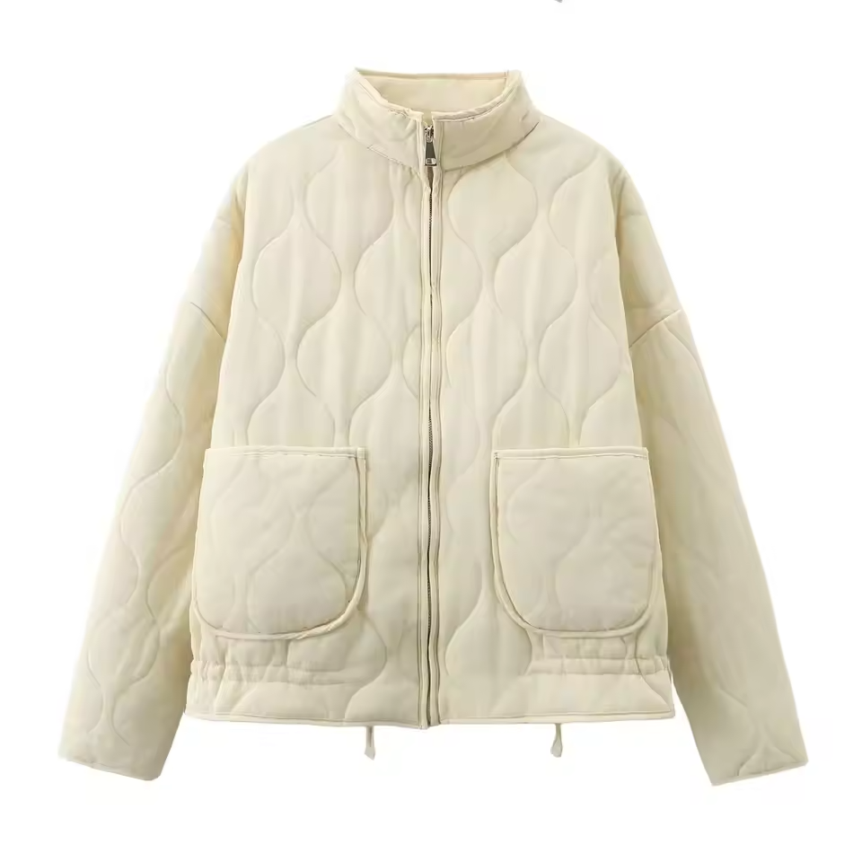 Zinnia Women's Quilted Jacket – Warm Winter Zip-Up Jacket with Adjustable Waist & Pockets