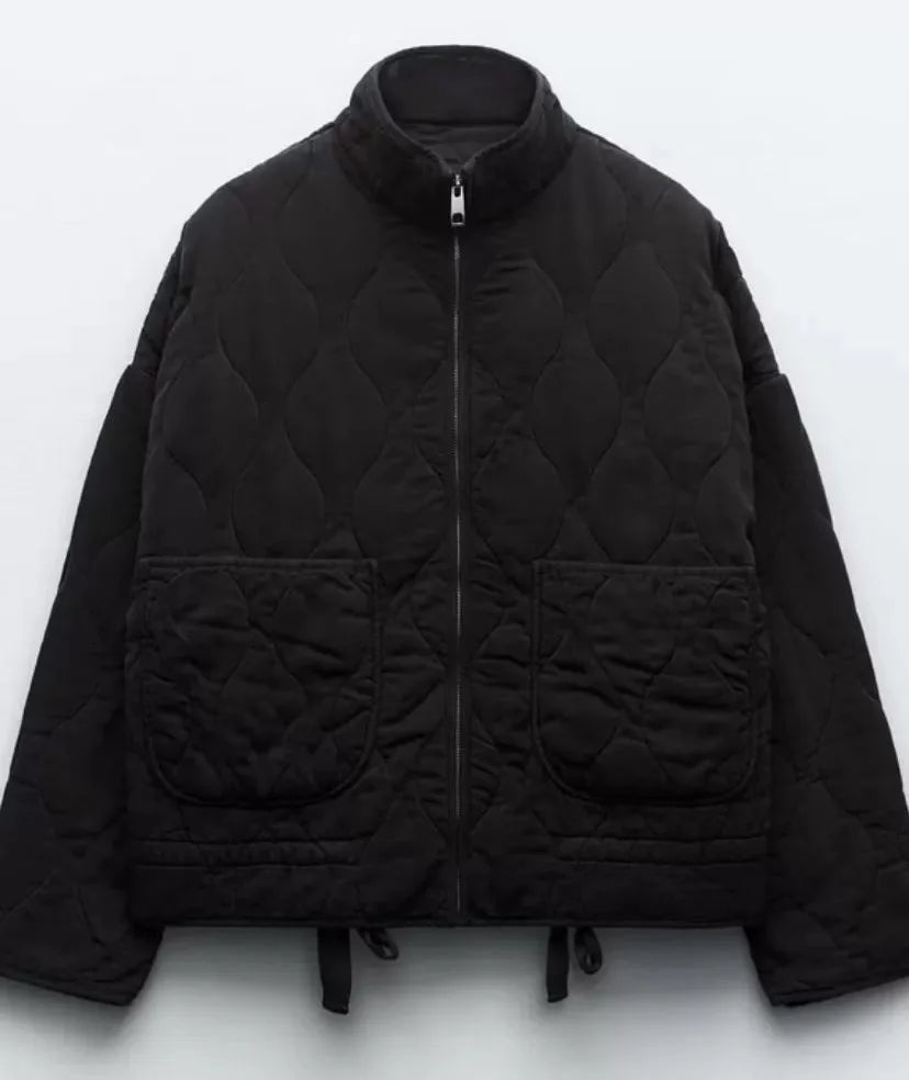 Zinnia Women's Quilted Jacket – Warm Winter Zip-Up Jacket with Adjustable Waist & Pockets