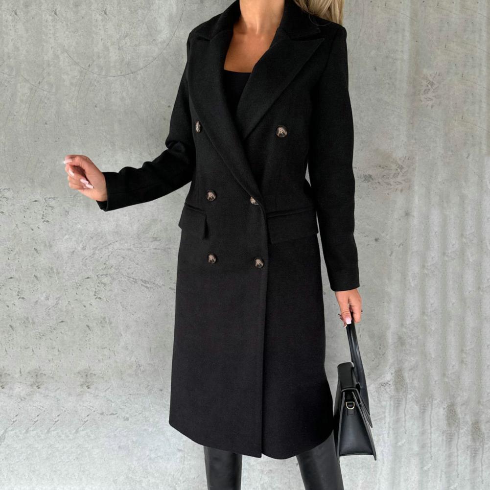 Georgia Long Coat in Mixed Wool for Women – Elegant Design with Notched Lapels in Classic Winter Colors