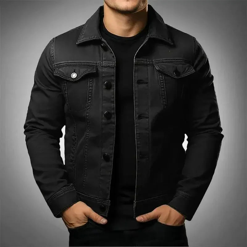 Zivex Men's Denim Jacket – Classic Cotton Denim with Buttons and Chest Pockets