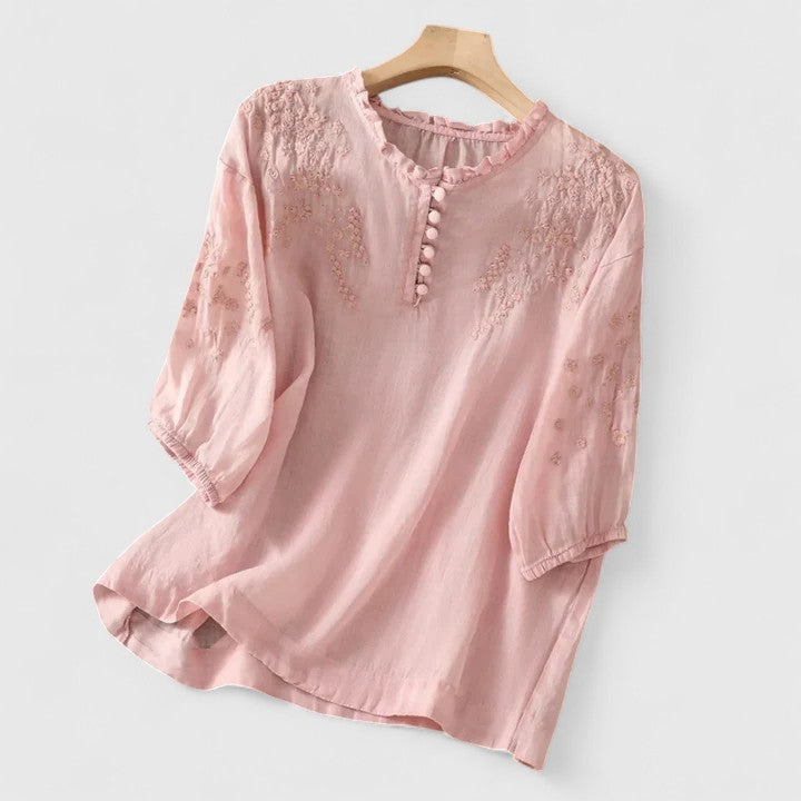 Button Front Women's Top – Breathable Fabric & Lightweight Feel