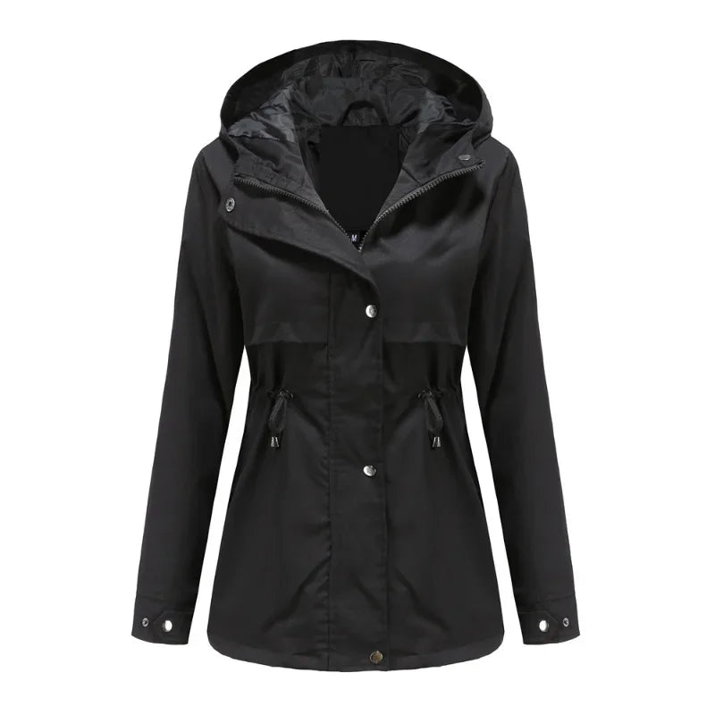 Madeline Manteau Waterproof Women – Adjustable Hood, Lightweight & Durable for Rain