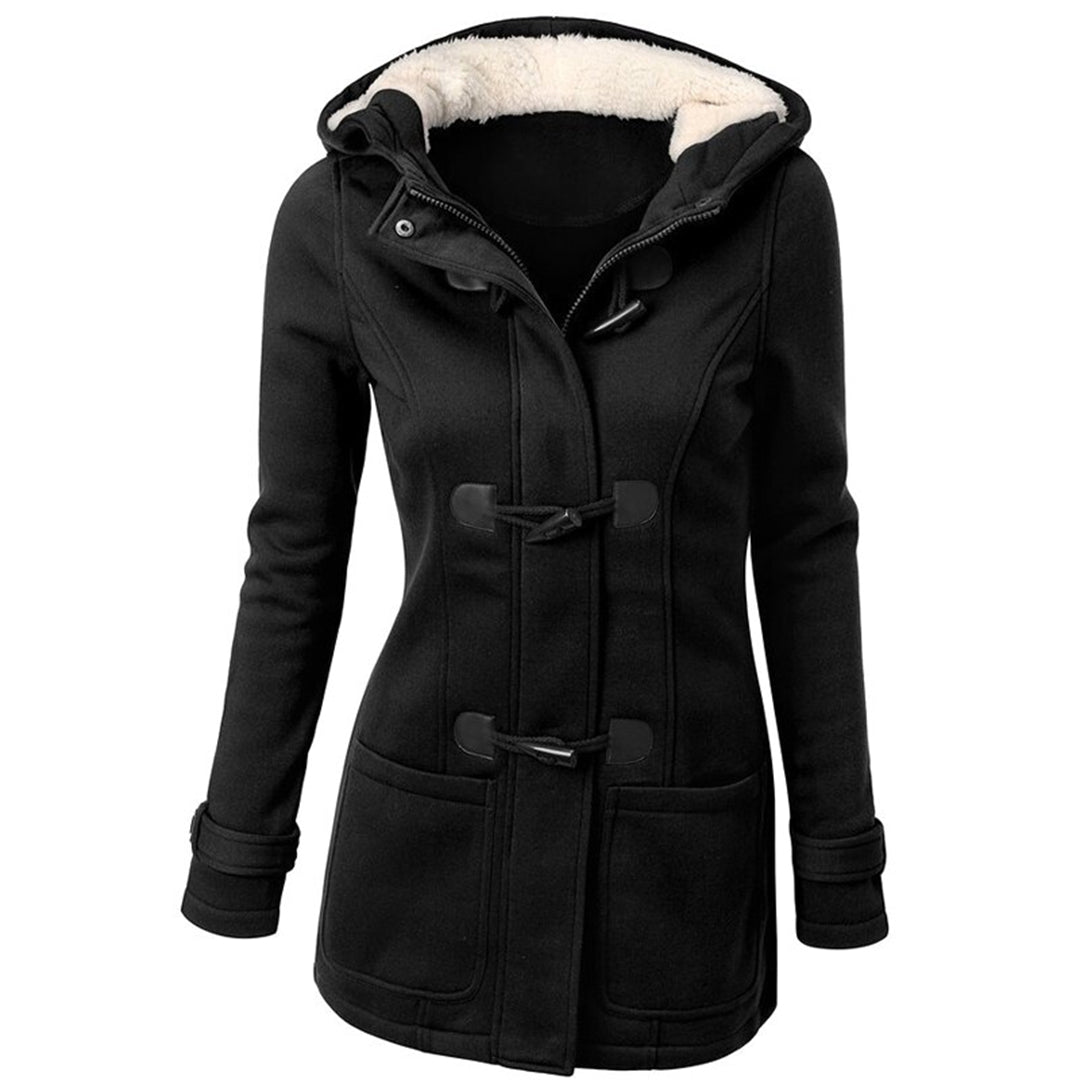 Katalina Women's Long Winter Coat – Elegant, Warm with Integrated Hood & Practical Pockets