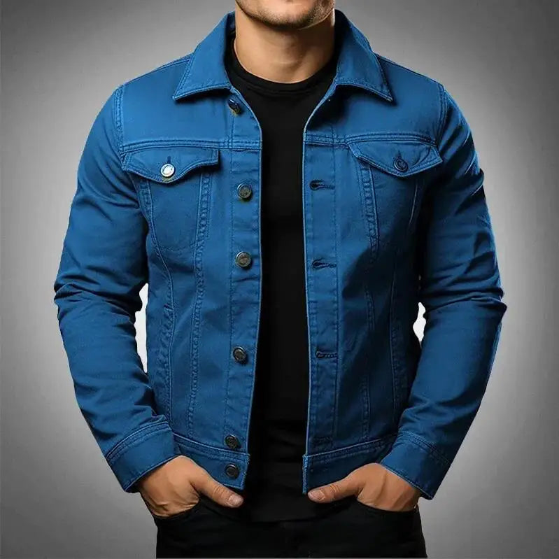 Zivex Men's Denim Jacket – Classic Cotton Denim with Buttons and Chest Pockets