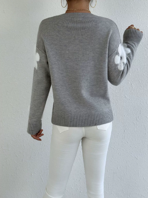 Aisha Pull Woman – Elegant & Comfortable Floral Pattern Knitted Sweater for the Season
