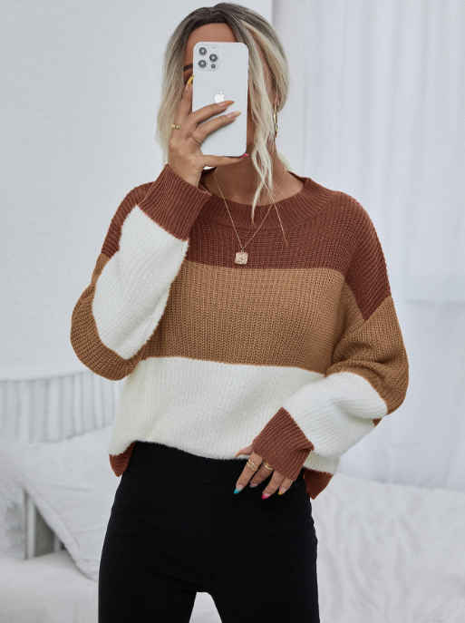 Rebecca Sweater Woman – Oversized Striped Sweater in Soft & Warm Knit for Autumn-Winter